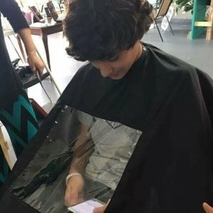 Hair Cut Barber Cape with Window Phone View apron